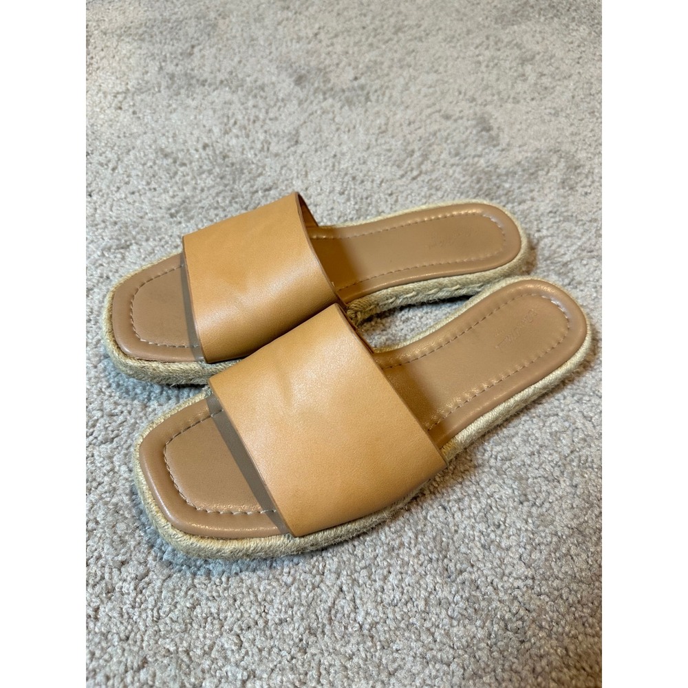 Universal Thread Tan Espadrille Slide Sandals Women's‎ Size 9 Square Toe